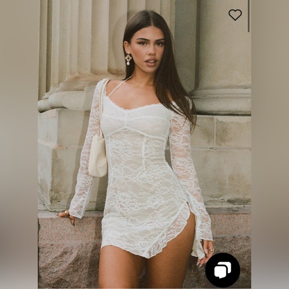 Princess Polly - AUBRIELLA LACE MINI DRESS WHITE - Picture 1 of 5